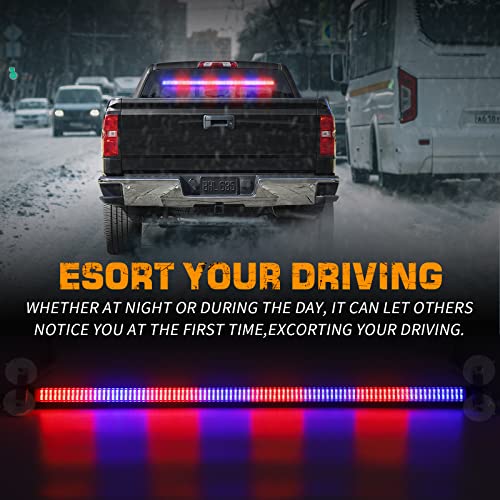 XRIDONSEN 35 inch Strobe Light Bar 144 LED Front Rear Window Lights - color: Red/Blue