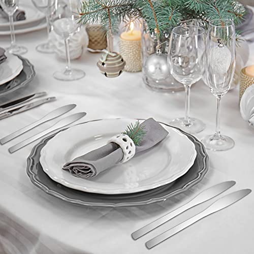 Therwen 64 Pcs Dinner Knives Set Stainless Steel Silver Butter Knives