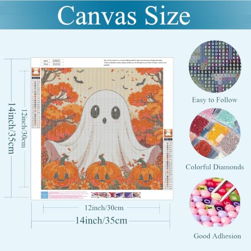 Gemozaic Halloween Ghost Diamond Art Kits for Adults, 14 x 14 in, Unframed - color: G9802