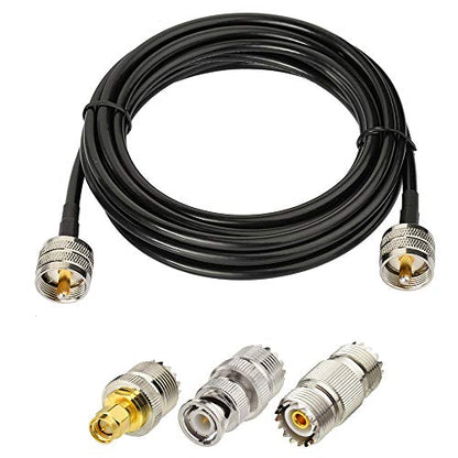 Superbat PL259 Cable UHF RG58 Coax Cable 6ft + SMA/BNC/PL259/SO239 Adapter - size: 6.56 ft