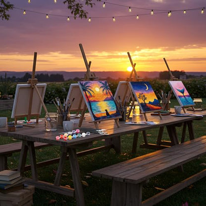 Dinifee 6 Pack Pre Drawn Canvas 8x10 Paint Kit for Adults, Sunset - style: Sunset