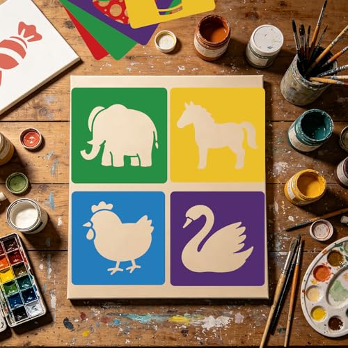 CUTHOLLOW 25 PCS Animals and Food Painting Shape Stencils Sets - style: Animals and Food