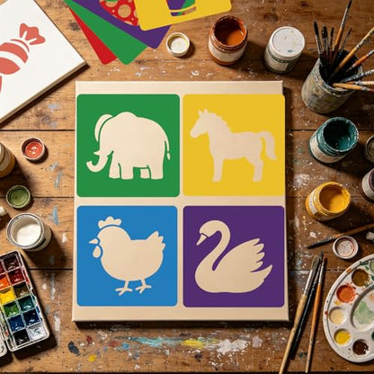 CUTHOLLOW 25 PCS Animals and Food Painting Shape Stencils Sets - style: Animals and Food
