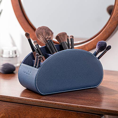 BONNY DODO Remote Control Holders Organizer Box with 5 Compartment PU Leather Multi-functional Office Desk Storage Caddy Store (Blue) - color: Blue