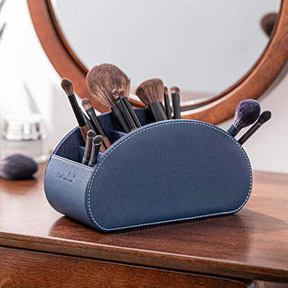 BONNY DODO Remote Control Holders Organizer Box with 5 Compartment PU Leather Multi-functional Office Desk Storage Caddy Store (Blue) - color: Blue