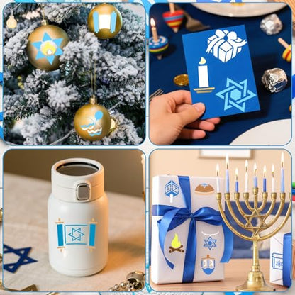 Augshy 56pcs Hanukkah Stencils for Baking Painting, Dreidel Menorah - style: Hanukkah