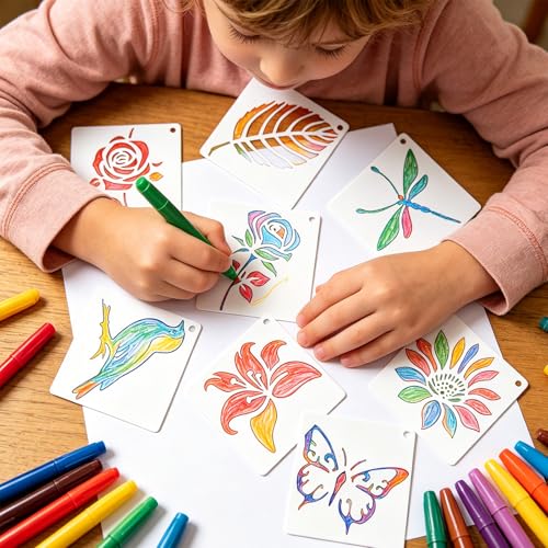 80 PCS Small Botanical Stencils for Crafts Painting Reusable - size: 80 Pcs (3*3in)