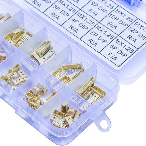Compatible with Molex 1.25mm Pitch PicoBlade PCB Header Right-Angle Through Hole 2 3 4 5 6 7 8 9 10 12 Circuits (TC-MX-1.25mm-DIP-RA) - size: Through Hole-Right-Angle