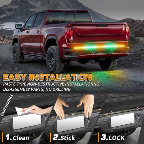 XRIDONSEN 60 inch Amber and Green Tailgate Emergency Lights Strip - color: Amber/Green