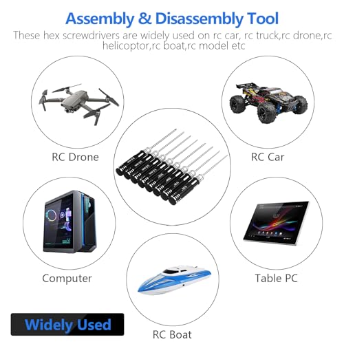 RC Tool Kit,Hex Screwdriver w/3/23",5/64",1/16",0.05",1.5/2.0/2.5/3.0mm - color: Black