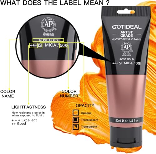 GOTIDEAL Acrylic Paint Metallic Rose Gold(120ml, 4.1 oz) - color: Metallic Rose Gold, style: Metallic