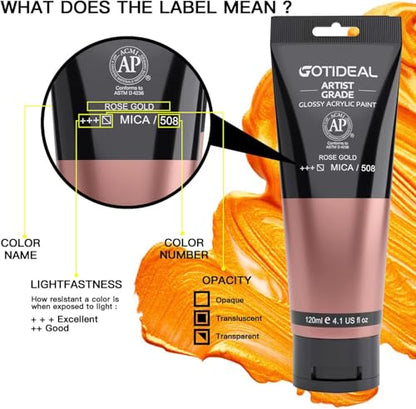GOTIDEAL Acrylic Paint Metallic Rose Gold(120ml, 4.1 oz) - color: Metallic Rose Gold, style: Metallic