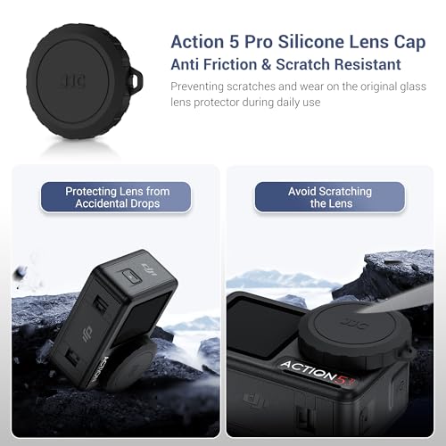 JJC Rubber Lens Cap for DJI Osmo Action 5 Pro 4 3,with Lens Ring & String - color: Silicone Lens Cap