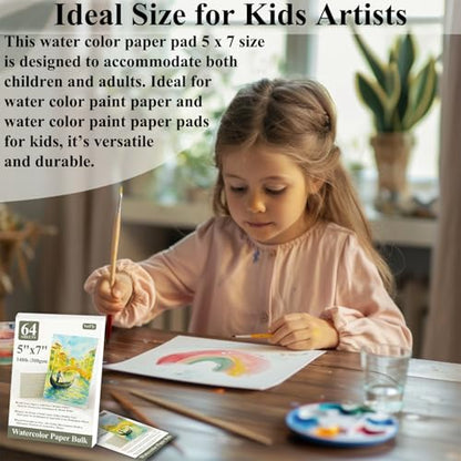 SuFly Water Color Paper 5"x 7", 140lb Cold Press Watercolor Paper_64 Sheets