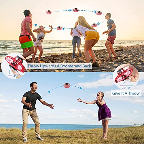 Flying Spinner Mini UFO Drone, Ifly Spinner Fly UFO Flying Fidget Spinner, iFly Hand Controlled Boomerang Drone Cool Toys Gifts for 8 9 10+ Year Old Boys Girls Teens Indoor Outdoor Toys (Red) - color: Red