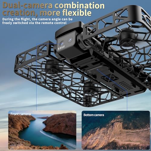 Folding Selfie Drone with 2K HD Camera Gesture Control & Auto Follow Me Quadcopter Waypoint Flight, Stunt Mode, 360° Protection, One-Key Operation，For Adults Gesture Control
