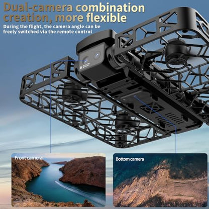 Folding Selfie Drone with 2K HD Camera Gesture Control & Auto Follow Me Quadcopter Waypoint Flight, Stunt Mode, 360° Protection, One-Key Operation，For Adults Gesture Control