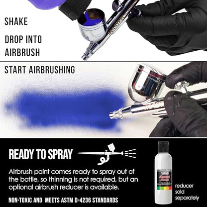 U.S. Art Supply Opaque Deep Black Acrylic Airbrush Paint, 8-oz Bottle - color: Deep Black, size: 8 Fl Oz (Pack of 1)