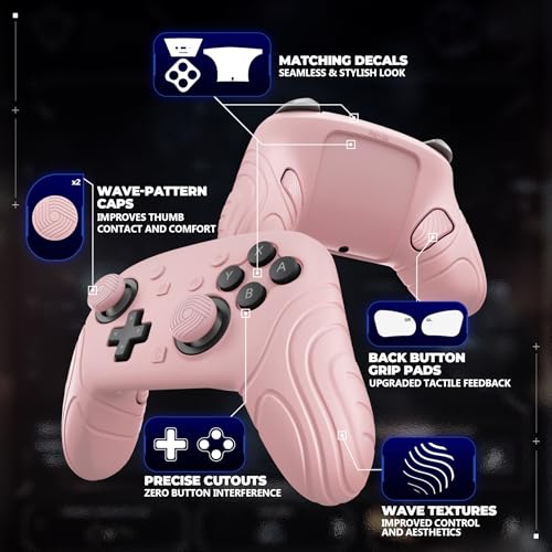 PlayVital for Nintendo Switch 2 Pro Controller Silicone Cover – Samurai Edition Protective Skin Case for Switch 2 Pro Controller with Back Button Caps & Thumb Grips & Stickers - Cherry Blossoms Pink - color: Cherry Blossoms Pink