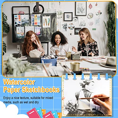 Sabary 6 Pcs Small Watercolor Sketchbook Journal 3.5 x 5.5 inch,140 lb