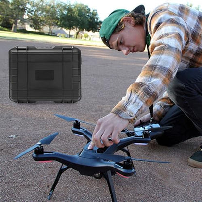 Hard Case, Waterproof Shockproof Hard Case with Eva Sponge, Carrying Tool Storage Box with Handle, Safety Lock Hole, and Air Guide Valve for Drones, Camera, Equipments, with Foam