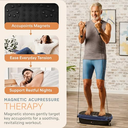 Lifepro HexaPlate Lite Compact Vibration Plate with Magnetic Acupoints - color: Blue