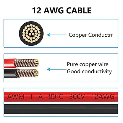 SinLoon XT60 to O Ring Terminal Cable 12AWG 59inch XT60H Female to O-Ring Connector Cord for RC Aircraft Toy Cars Lipo Battery FPV Racing Drone (1.5M/5Ft-F) - size: 1.5M/5Ft-F