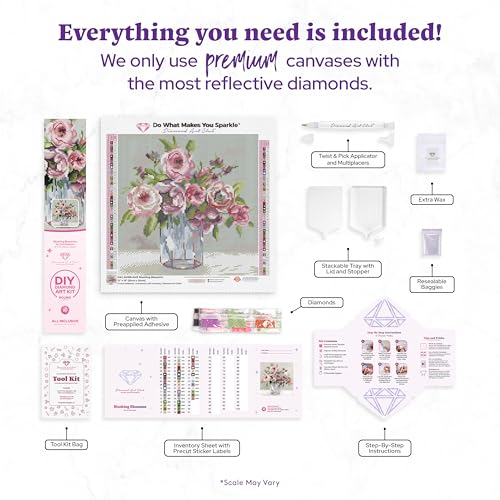 DIAMOND ART CLUB Blushing Blossoms Diamond Art Kits for Adults - color: Blushing Blossoms