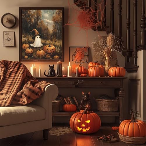 Spooky Paint by Numbers for Adults, Halloween Paint by Number on Canvas - color: MT23079