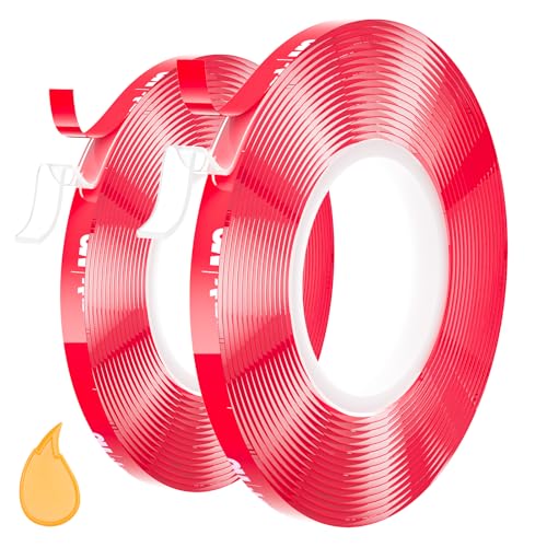 PHIXBEAR 0.2in Double Sided Tape Heavy Duty, Thickening, No Damage, Textured Surfaces Friendly, for LED Strips, Car Decoration, Rain Visor, Spoiler, Walls, and Posters