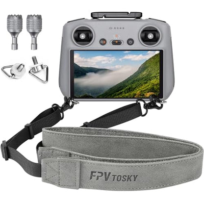 FPVtosky Neck Lanyard with Joystick for DJI RC/RC 2, Compatible with DJI Lito X1/Mini 5/4 Pro/3 /Avata 360/Air 3S Remote Controller Accessories, PU Leather Shoulder Strap and 1 Pair of Rocker