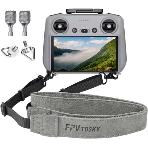 FPVtosky Neck Lanyard with Joystick for DJI RC/RC 2, Compatible with DJI Lito X1/Mini 5/4 Pro/3 /Avata 360/Air 3S Remote Controller Accessories, PU Leather Shoulder Strap and 1 Pair of Rocker