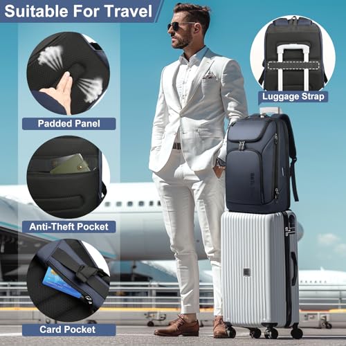 hk Business Smart Backpack for Men Anti-Theft for 17.3 Inch Laptop - color: Blue