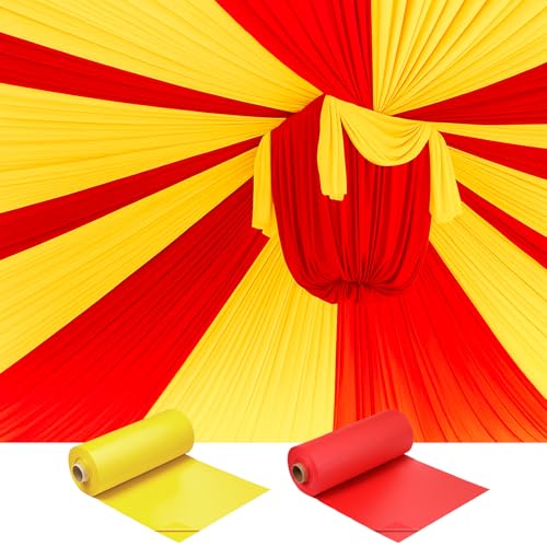 Moukeren Circus Carnival Table Cover Backdrop, Yellow, Red, 2 Roll - color: Yellow, Red