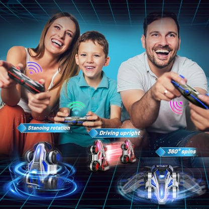 High Speed Drift Remote Control Stunt Deformation Car,Kid's Gifts - color: Blue