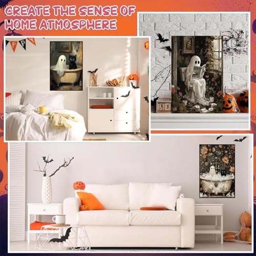 Axquilon 3 Packs Halloween Framed Paint by Numbers Kit for Adults 8x10in - color: 3 Pack Ghost with Easel