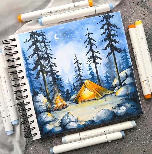 Ohuhu 8.3"x8.3" Double-Sided Bleedproof Marker Pad Art Sketchbook 60 Sheets - size: 8.3" x 8.3"