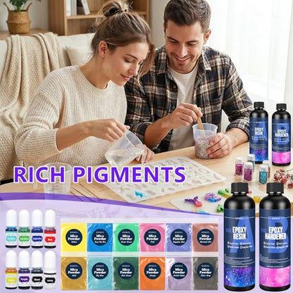 KISREL 18OZ Epoxy Resin Kit for Beginners, Resin Kit with Alphabet Mold - size: Alphabet Molds and 8 Mini Molds