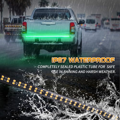 XRIDONSEN 60 inch Tailgate Strobe Lights Strip Green Emergency Lights - color: Green