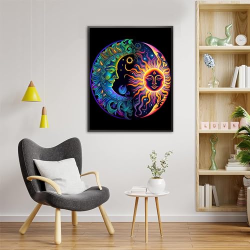 Moon Paint by Number for Adults, Paint by Numbers for Adults Beginner - color: Sun and Moon Symbol