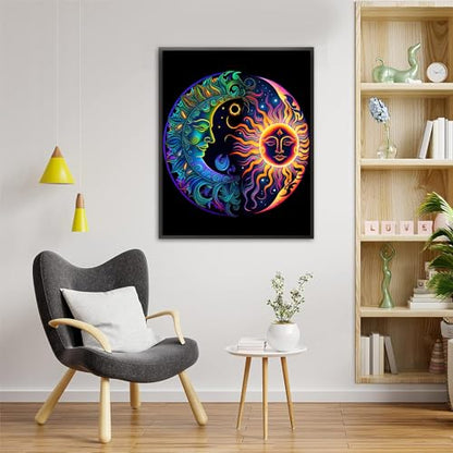 Moon Paint by Number for Adults, Paint by Numbers for Adults Beginner - color: Sun and Moon Symbol