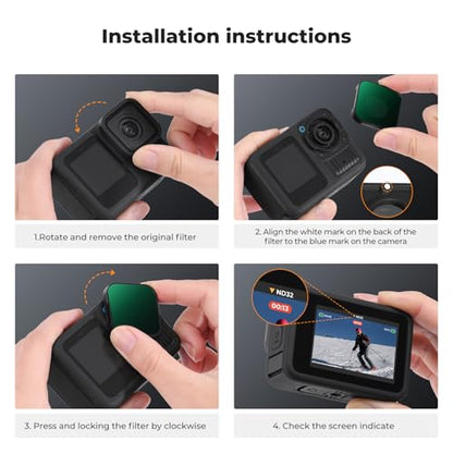 K&F CONCEPT ND Filter Set Compatible with GoPro Hero 13/12/11/10/9 Black