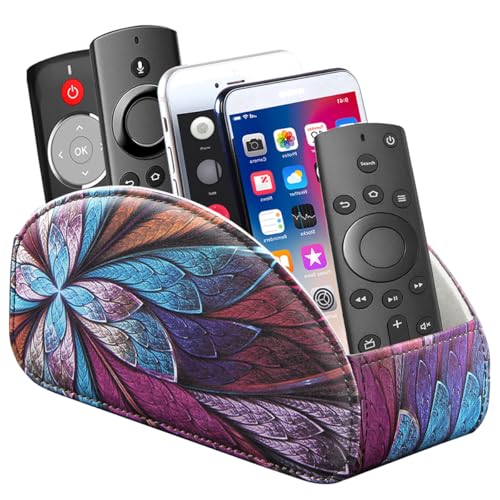 Remote Control Holder, 5 Compartments TV Remote Holder Caddy for Table - color: Fractal Flower, size: Large