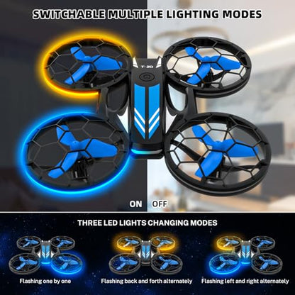 Drones - RC Drone with Auto Hovering and Headless Mode, Quadcopter with LED Light, Propeller Full Protect, 3D Flips, 3 Batteries, Remote Control, Best Gifts