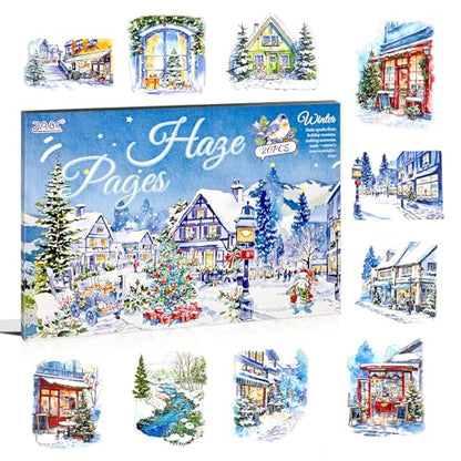 Winter Landscape PET Sticker Book, Diecut Stickers for Journaling - color: Misty Sleep Pages