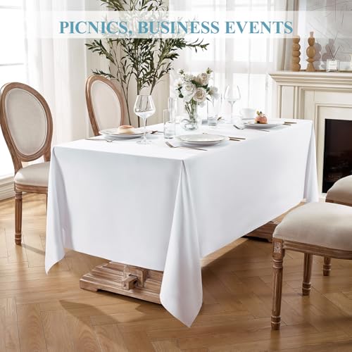VidaFete Everyday Series Rectangle Tablecloth 60" x 102" 6 Pack White - color: White, size: 102" x 60" (6 Pack)