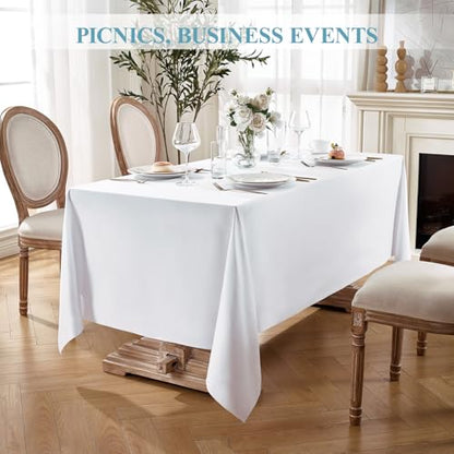 VidaFete Everyday Series Rectangle Tablecloth 60" x 102" 2 Pack White - color: White, size: 102" x 60" (2 Pack)