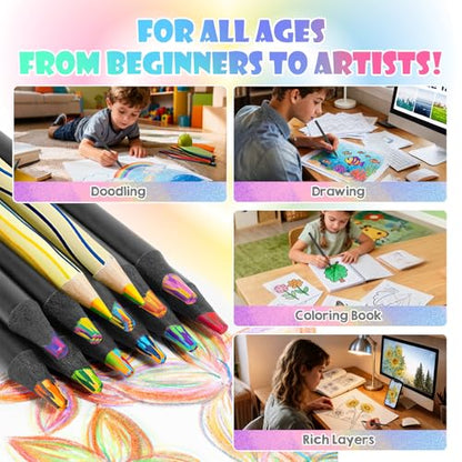 24 Pcs Rainbow Pencils Multi-Color Pencils for Kids Art Supplies 2 Boxes