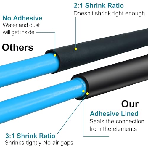 2 Inch Heat Shrink Tubing - 5 Ft 3:1Ratio Waterproof Heat Shrink Tubin - Adhesive Lined,Dual Wall Adhesive Shrinkable Wire Wrap Tube - Black - color: Black, size: 2"(50mm)-5Ft