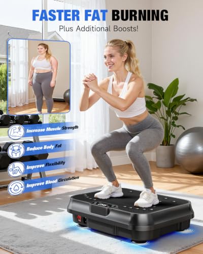Bigzzia Vibration Plate Exercise Machine for Lymphatic Drainage & Fitness - color: black